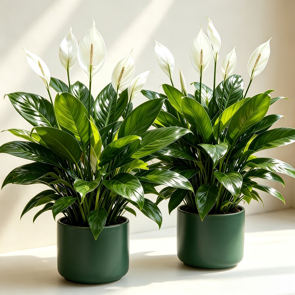 Peace Lily White - 2-delige, hoogwaardige, grote kunstmatige witte orchideeboom,