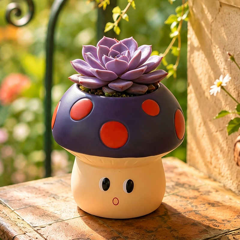 Schattige cartoon-paddenstoel  - Cactus Mix Pot recensie en prijs